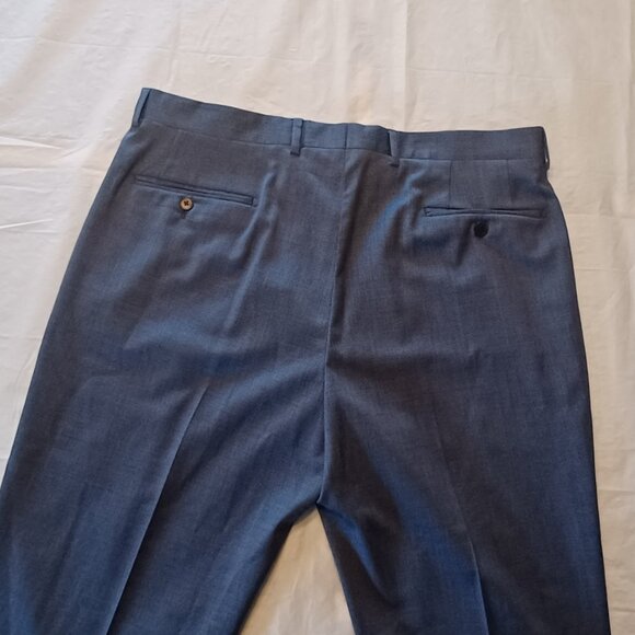 NEW Armani Exchange Steele Blue LONG Modern Fit Flat Front Solid Dress Pants - Picture 4 of 12